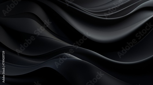 3D dark simple folding waves, minimalist technology backdrop photo