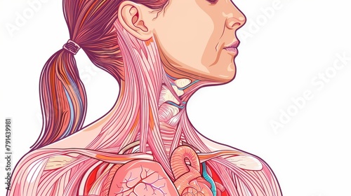 Female breast anatomy structure diagram schematic vector illustration. Medical science educational illustration  photo