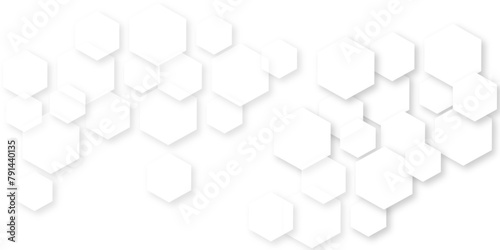 Fototapeta Naklejka Na Ścianę i Meble -  Abstract white background with hexagon and hexagonal background. Luxury white pattern with hexagons. abstract 3d hexagonal background with shadow. 3D futuristic abstract honeycomb mosaic background.