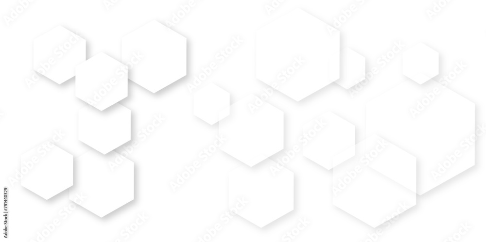 Fototapeta premium Abstract white background with hexagon and hexagonal background. Luxury white pattern with hexagons. abstract 3d hexagonal background with shadow. 3D futuristic abstract honeycomb mosaic background.