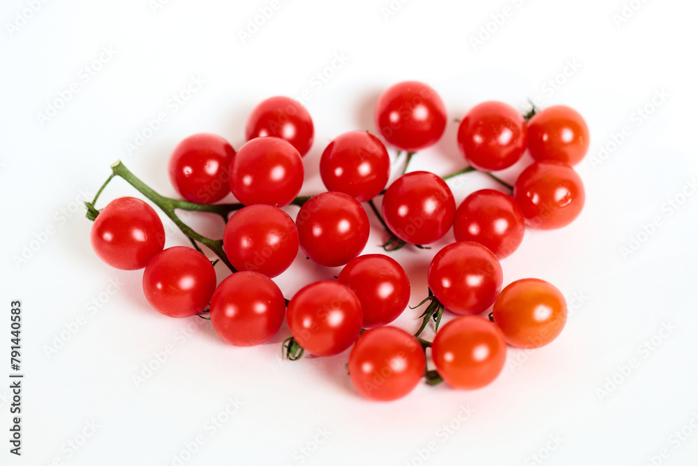 Bunch of Cherry Tomatoes on White Background