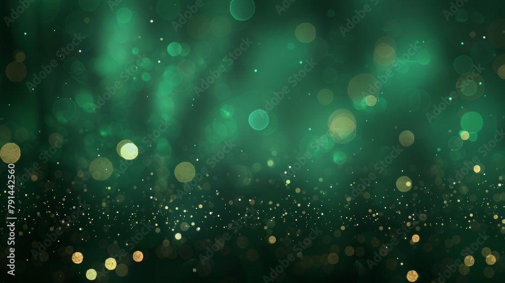 Soft focus green and gold bokeh lights creating an abstract background, ideal for festive or luxury themes. Soft focus green and gold bokeh lights creating an abstract background, ideal for festive or luxury themes.