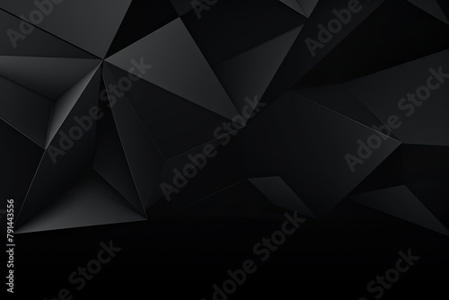 Black abstract background with low poly design, vector illustration in the style of black color palette with copy space for photo text or product, blank empty copyspace 