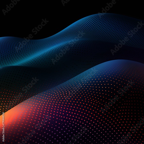 Black background with a gradient and halftone pattern of dots. High resolution vector illustration in the style of professional photography. High definition and high detail with high quality and high 
