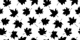 Maple leaf silhouette seamless pattern. Hand drawn fall illustrations.