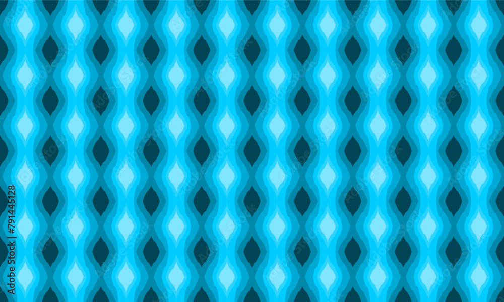 Fototapeta premium gradient blue wave background illustration vector image, blue gradient curve vertical column paper cut Thai traditional fabric patter