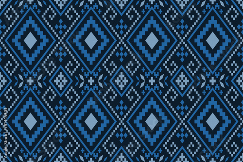 Nature vintages cross stitch traditional ethnic pattern paisley flower Ikat background abstract Aztec African Indonesian Indian seamless pattern for fabric print cloth dress carpet curtains and sarong