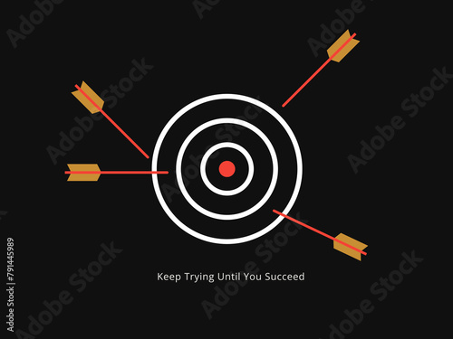Simple Motivation graphic on a dark background. The Missed Arrow on a target