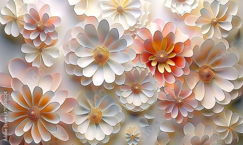 3D wallpaper background, High quality circles rendering decorative photomural wallpaper illustration, 3D flower Living room wallpaper, Generative AI photo