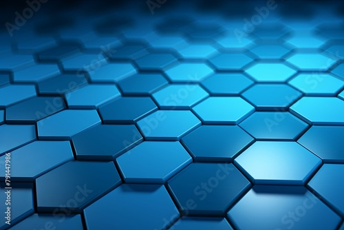 Blue background with hexagon pattern  3D rendering illustration. Abstract blue wallpaper design for banner  poster or cover with copy space for photo text or product  blank empty copyspace.