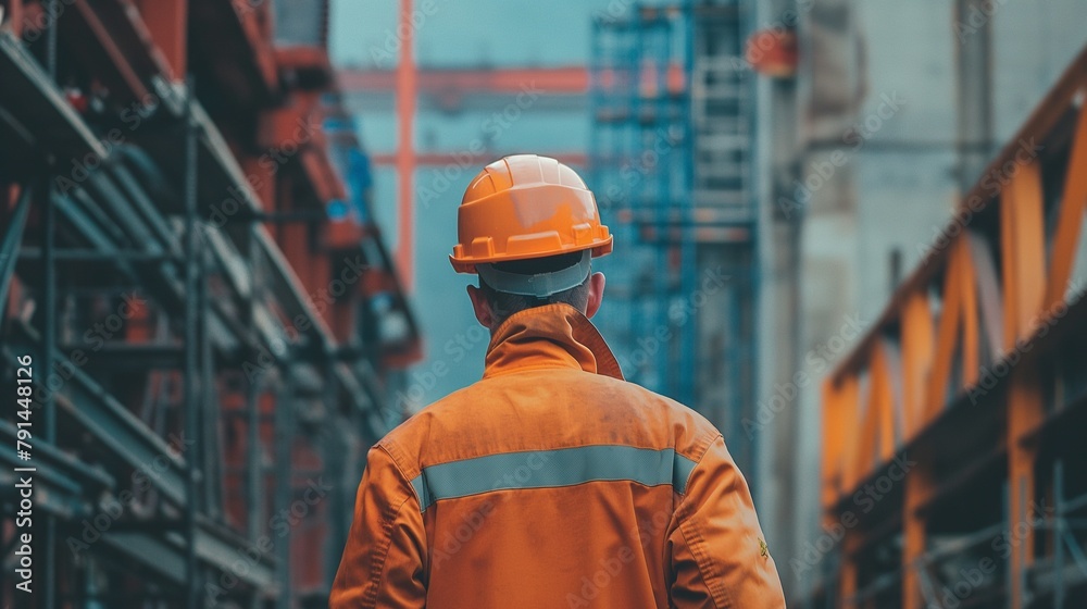 A Civil Engineer Stands In Front Of A Construction Site. A Civil Engineer Stands In Front Of A Construction Site.