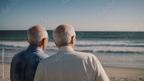 senior man looking at beach