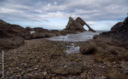 Bow fiddle rock near Portknockie on the north eastern coast of Scotland.