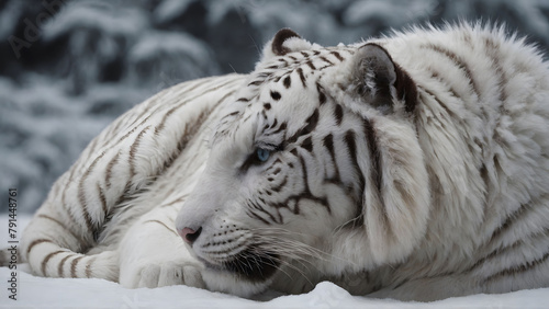 white Tiger with snow background © wong yu liang