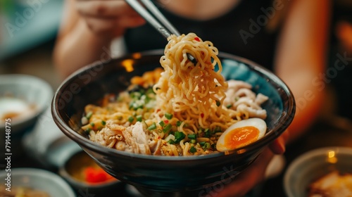 Eating Noodles With Chopsticks.