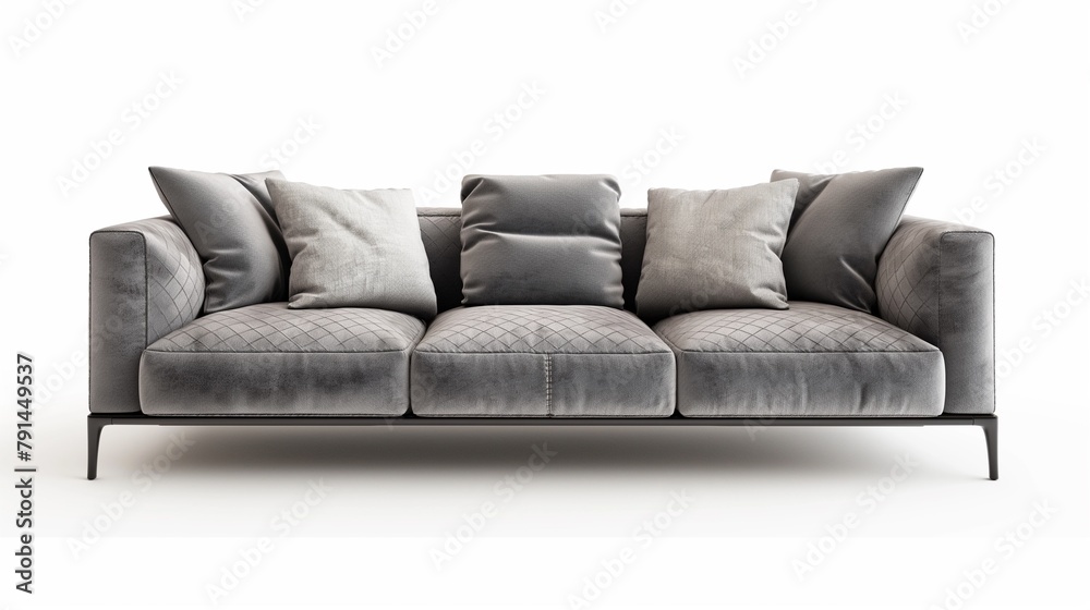 A Modern Minimalist Living Room With A Sofa On A White Background. A Modern Minimalist Living Room With A Sofa On A White Background.