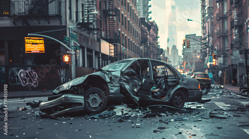 Dramatic Urban Car Collision Scene © UsamaR
