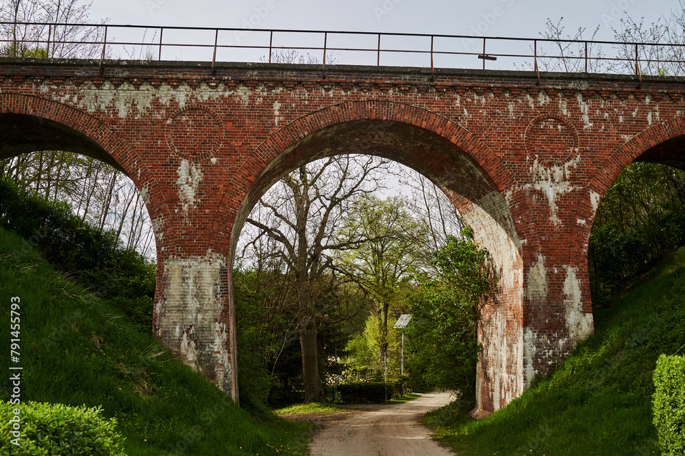 Fototapeta premium historic viaduct of a disused railway line in Greater Poland