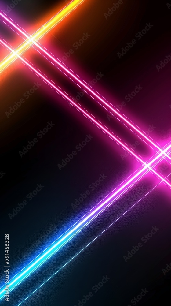 Vibrant neon lights in abstract pattern. An array of vivid neon lights converge in the center, creating a dynamic abstract display ideal for modern and energetic concepts Vibrant neon lights in abstract pattern. An array of vivid neon lights converge in the center, creating a dynamic abstract display ideal for modern and energetic concepts