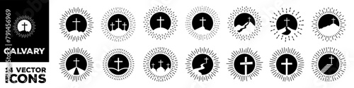 Calvary icon. Calvary icon set. Silhouette logo.