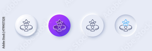 Vip casino table line icon. Neumorphic, Purple gradient, 3d pin buttons. Very important person service sign. Member club privilege symbol. Line icons. Neumorphic buttons with outline signs. Vector