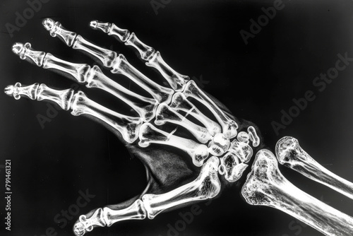 X-Ray Depiction of Bone Fractures in Human Hand Radiography photo