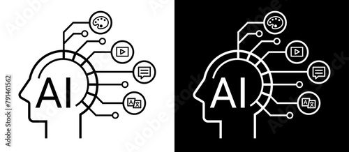 Generative AI concept, Artificial intelligence AI brain. Technology related to artificial intelligence, idea, content generator illustration.