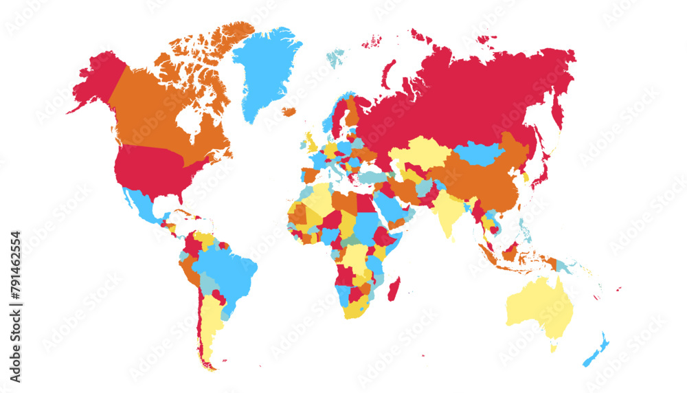 Fototapeta premium World map. Modern color vector map. Silhouette map. 