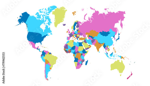 World map. Modern color vector map. Silhouette map.  