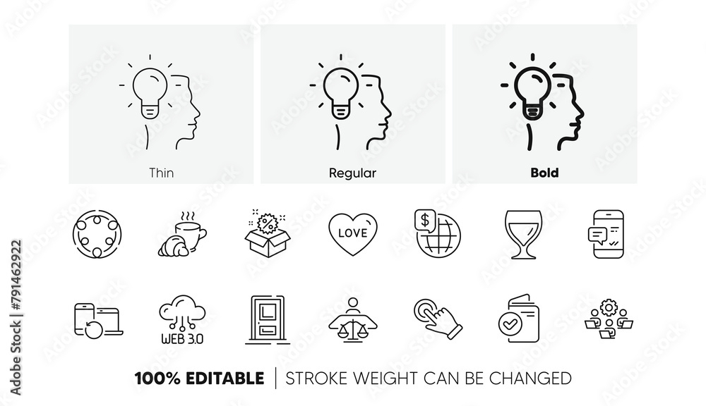 Smartphone notification, Wine glass and Recovery devices line icons. Pack of Inclusion, Love, Entrance icon. Web3, World money, Teamwork pictogram. Court judge, Sale, Verification document. Vector Smartphone notification, Wine glass and Recovery devices line icons. Pack of Inclusion, Love, Entrance icon. Web3, World money, Teamwork pictogram. Court judge, Sale, Verification document. Vector