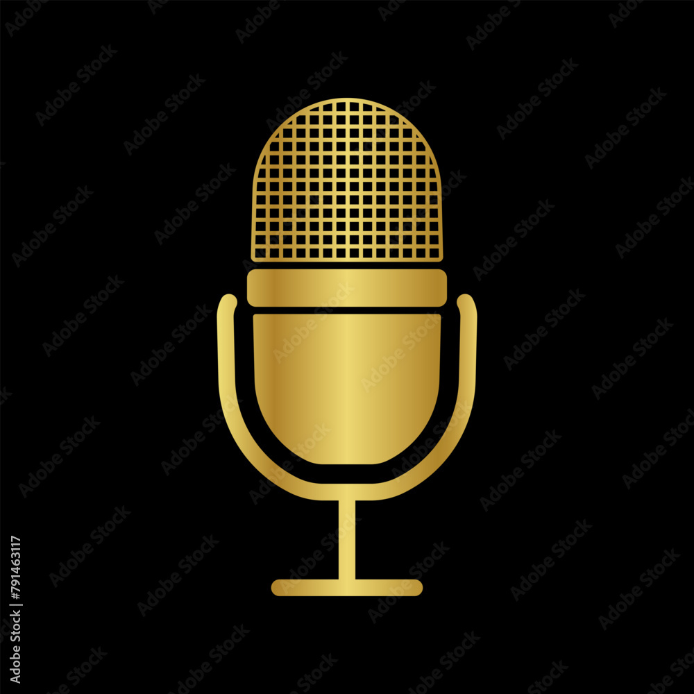 Microphone icon. Podcast, voice or audio record, radio mic symbol. Old microphones design. Vector illustration. Microphone icon. Podcast, voice or audio record, radio mic symbol. Old microphones design. Vector illustration.