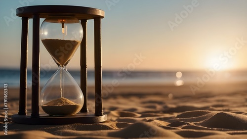 Sand Flowing Through a Glass Jar, Sand Pouring Through a Glass Jar in a Countdown, Sand Running Through a Glass Jar Signifying a Deadline, Sand in a Glass Jar, Sand Drifting Through a Glass Jar in a C photo