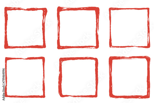 筆で描いた赤色の四角形のフレームセット