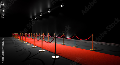 red carpet event entrance with velvet ropes photo