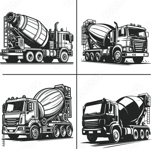 Concrete Mixer Truck Vector , Cement Mixer Svg , Building Build Renovate Vehicle Equipment , Construction Truck Svg