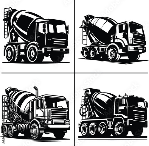 Concrete Mixer Truck Vector , Cement Mixer Svg , Building Build Renovate Vehicle Equipment , Construction Truck Svg