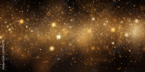 Gold glitter texture background with dark shadows, glowing stars, and subtle sparkles with copy space for photo text or product, blank empty copyspace 