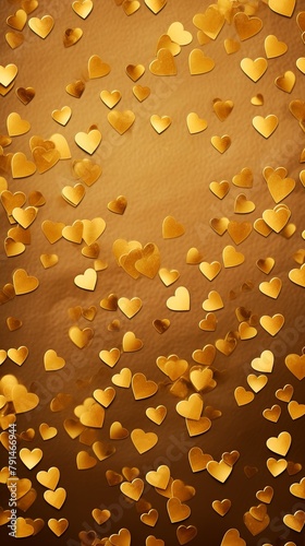 gold hearts pattern scattered across the surface, creating an adorable and festive background for Valentine's Day or Mothers day on a Beige backdrop. The artwork is in the style of a traditional Chin