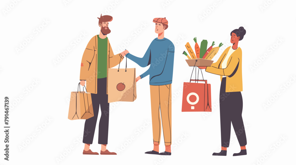 Grocery delivery. Person receiving delivered goods 