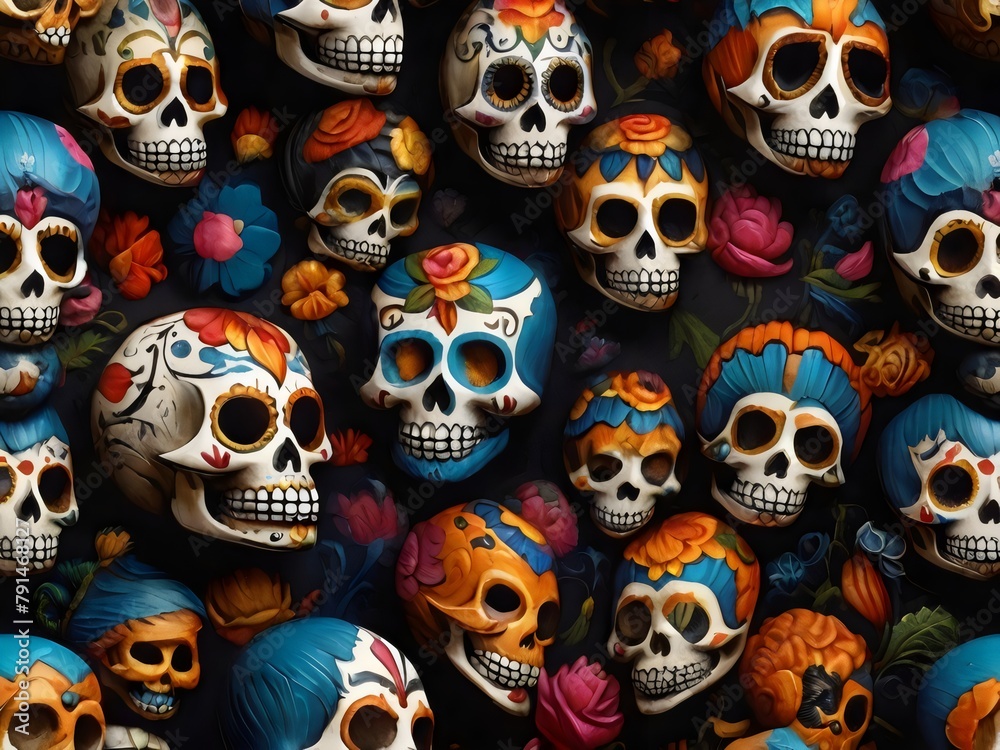 seamless pattern with skulls