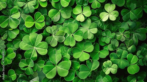 Verdant Carpet of Clover Leaves - Symbolizing Good Fortune and the Beauty of Nature, A close up of green clovers