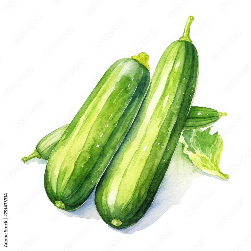 watercolor, baby zucchini on a white background watercolor, baby zucchini on a white background