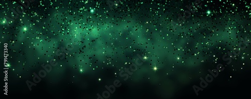 Green glitter texture background with dark shadows  glowing stars  and subtle sparkles with copy space for photo text or product  blank empty copyspace