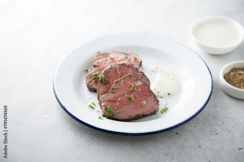 Traditional roast beef with truffle sauce
