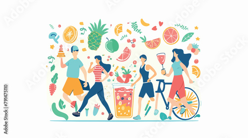Healthy Lifestyle Vector Illustration Concept Showing