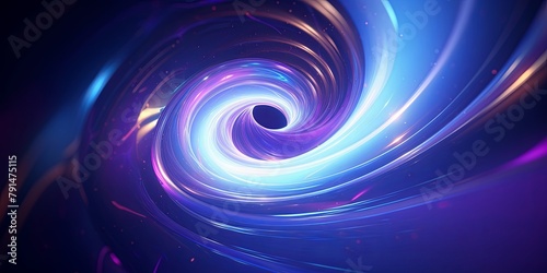Indigo abstract background with spiral. Background of futuristic swirls in the style of holographic. Shiny, glossy 3D rendering. 