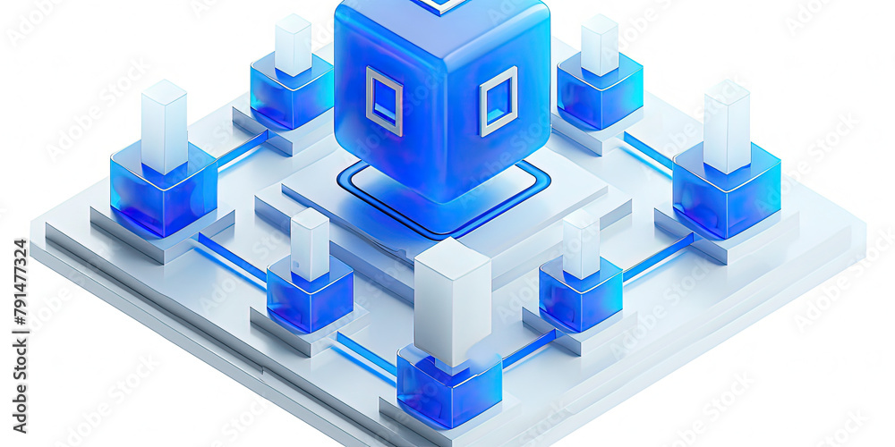 Fototapeta premium Enterprise Zone 3D Scene with Frosted Glass Cube