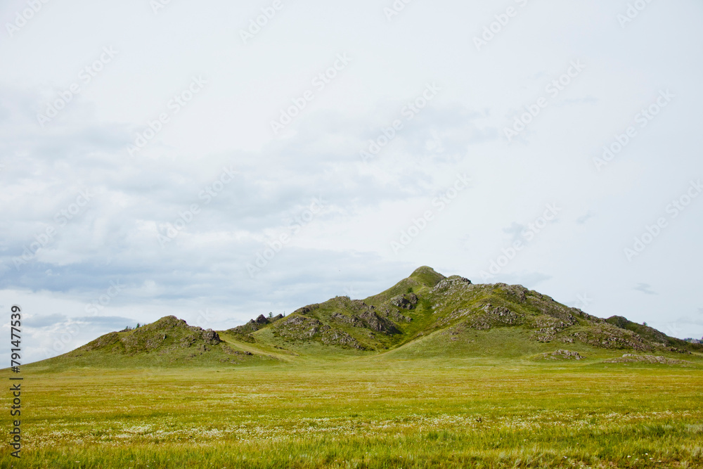 Green hills mountains landscape. Altai summer nature, Russia Green hills mountains landscape. Altai summer nature, Russia