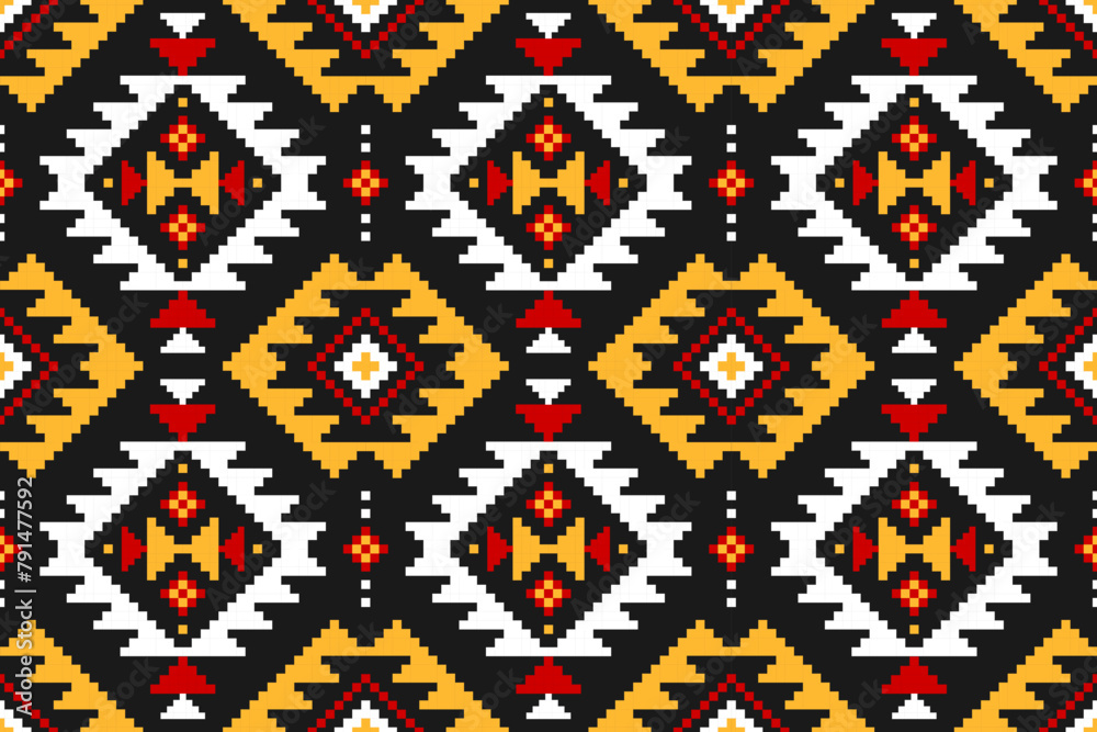 Fabric tribal pattern style. Geometric ethnic seamless pattern traditional. Aztec ethnic ornament print. Design for background, fabric, clothing, carpet, textile, batik, embroidery.