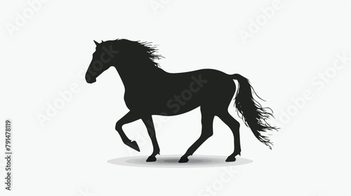 Horse silhouette. Stallion in rearing pose shadow 